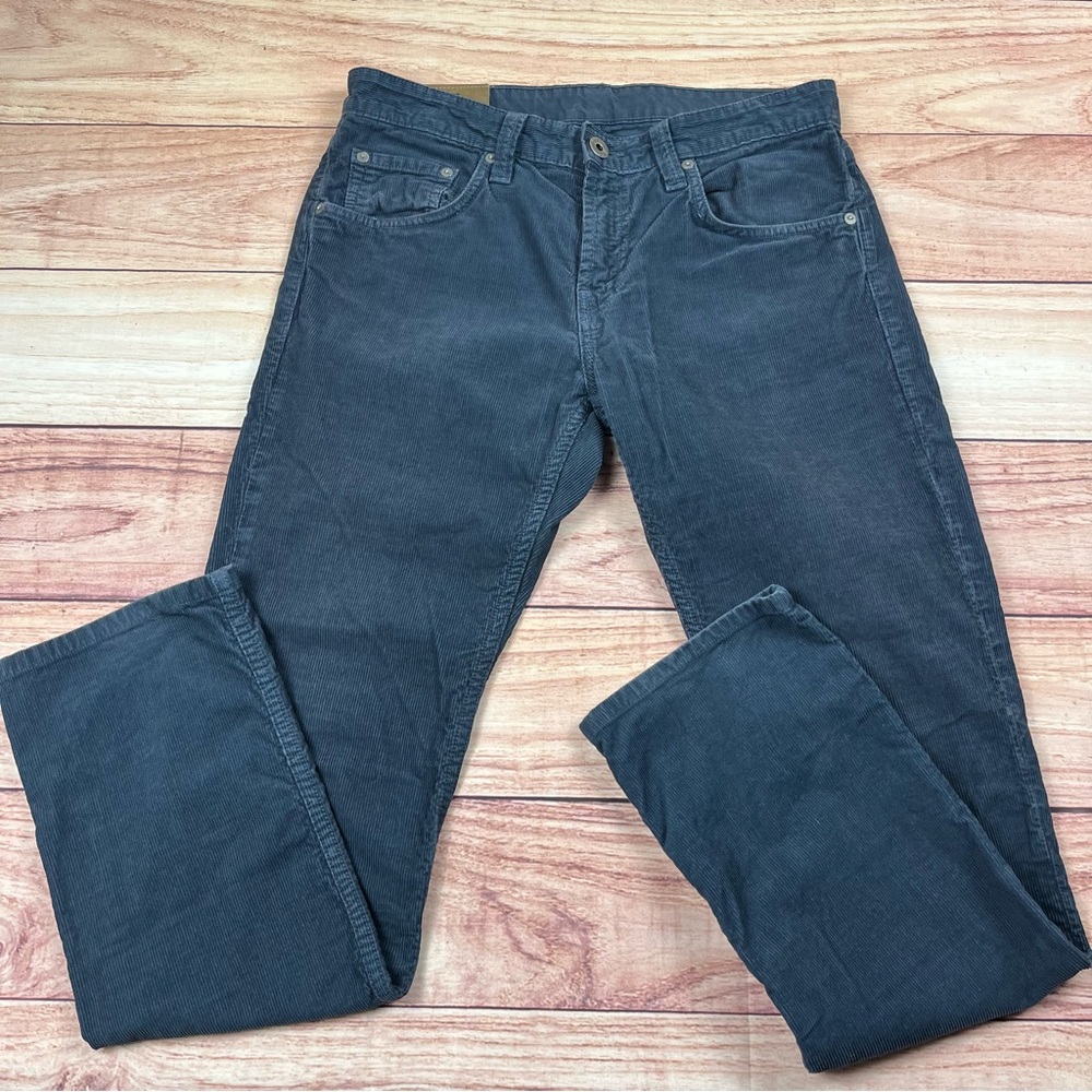 J Brand Kane Corduroy Pants Mens 30 32x30.5 Drab Navy Slim Straight Made USA
